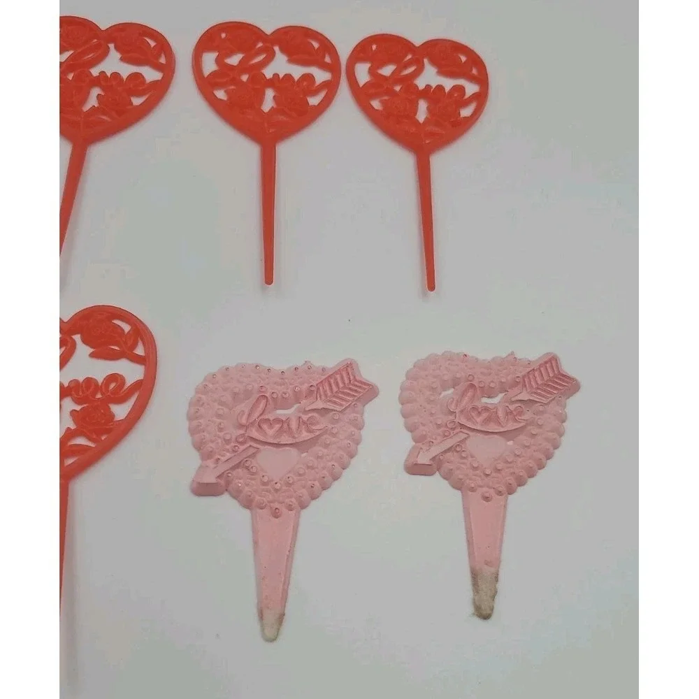 Vintage Valentines Day Cupcake Picks Decorations